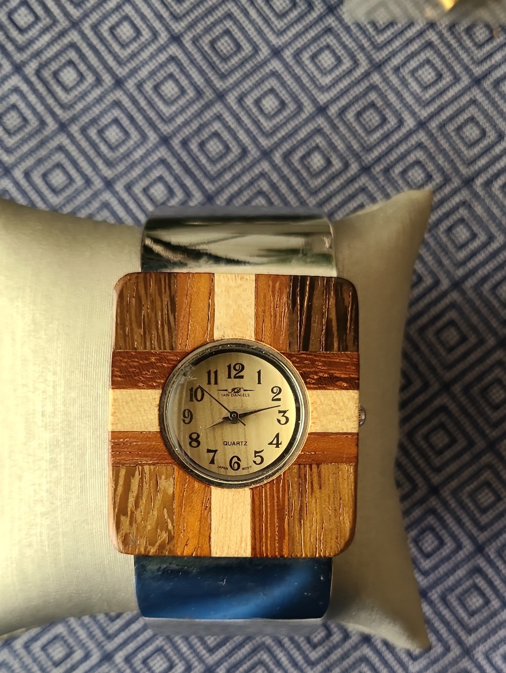 Wood Inlay Square Quartz Watch - NEEDS BATTERY